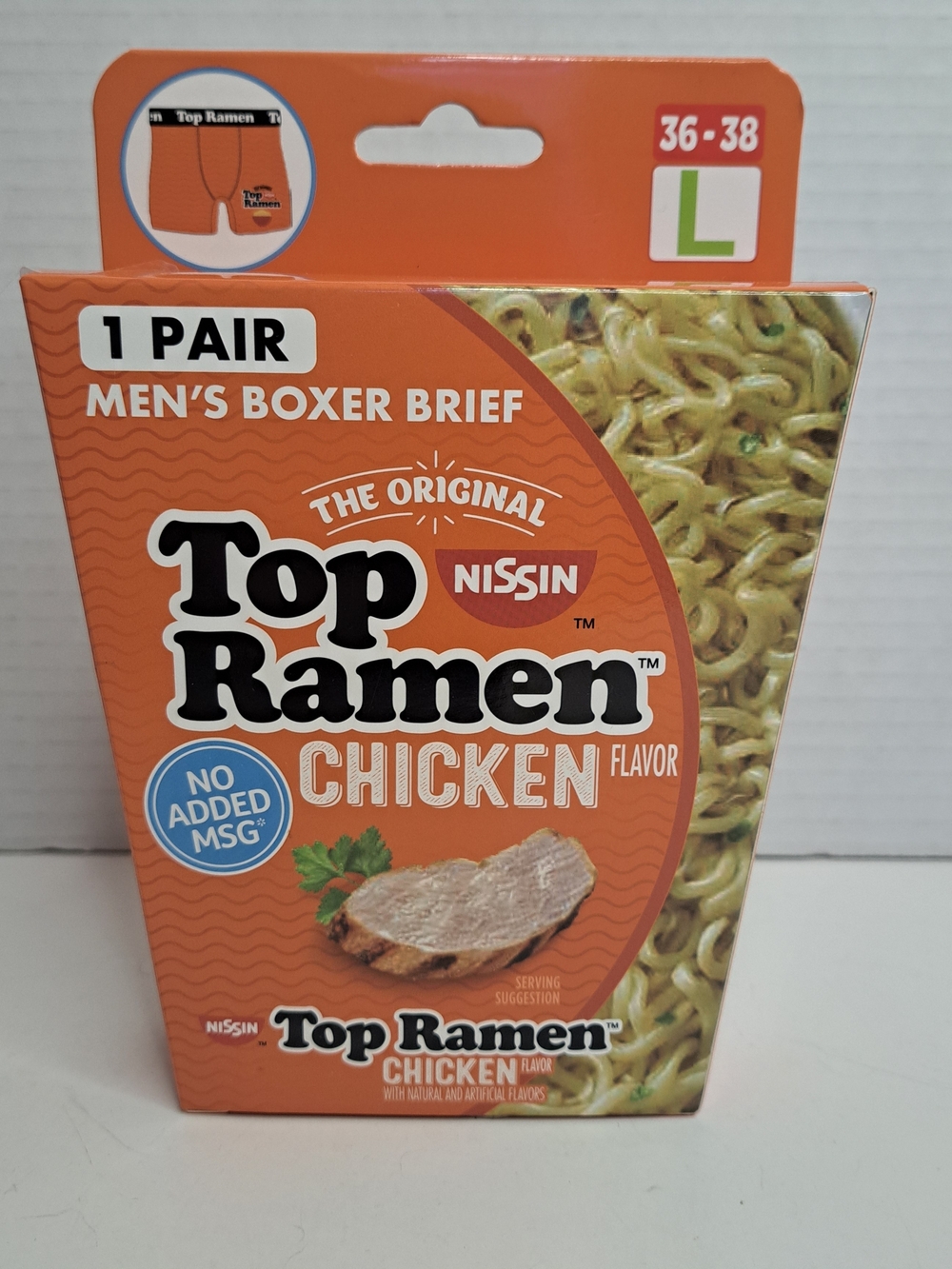 The Original Nissin Top Ramen Chicken Flavor Men's Boxer Brief, Size Large 36-38